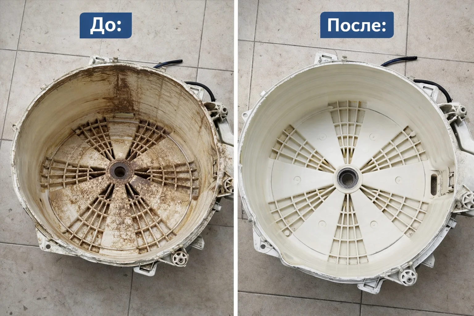 Тотальная дезинфекция бака стиральной машины до и после: удаление плесени и накипи